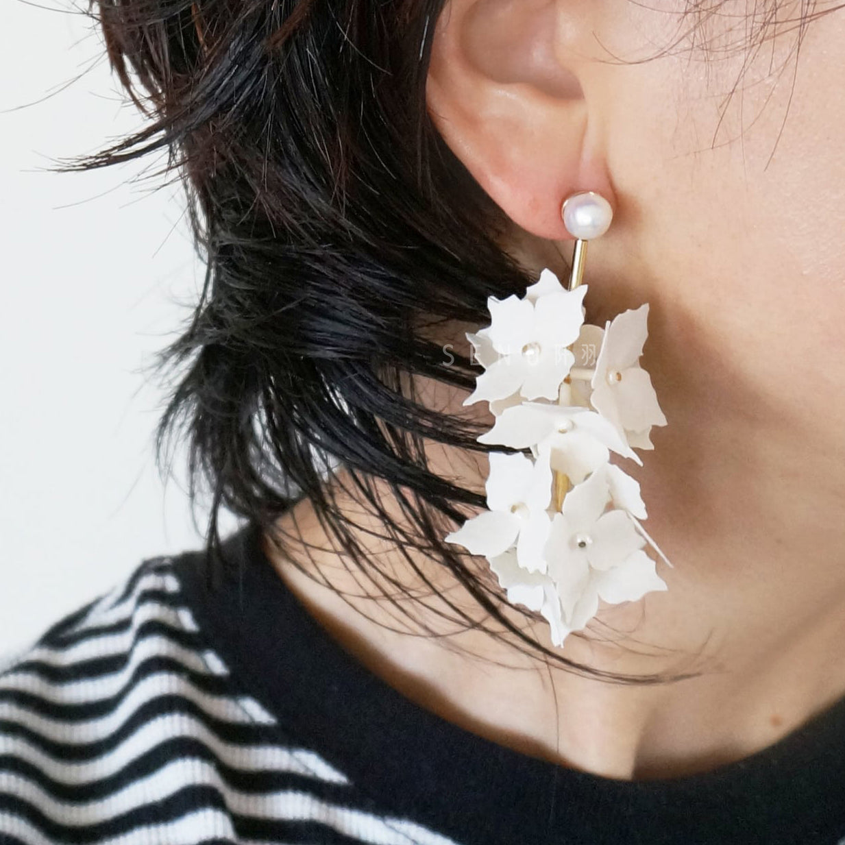 【日本手藝師|日本手作飾物|布花|耳飾|耳環】 波浪形花辦布花耳環