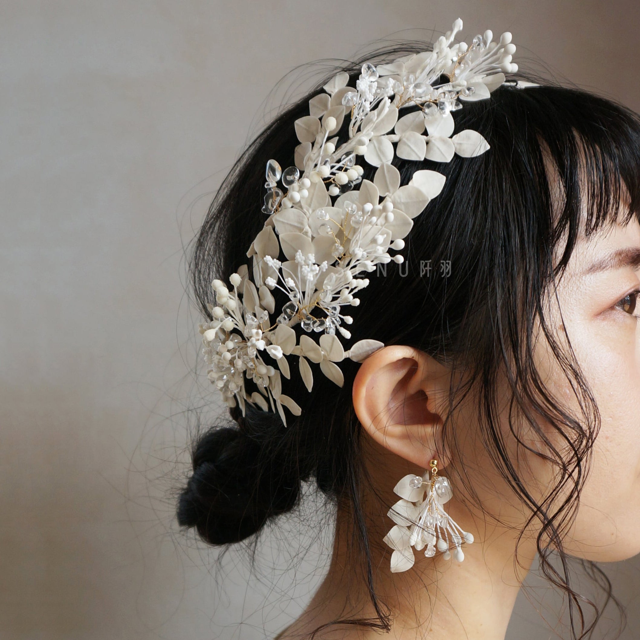 【日本手藝師|日本手作|新娘飾物|布花|耳飾|耳環】 Petal Earring