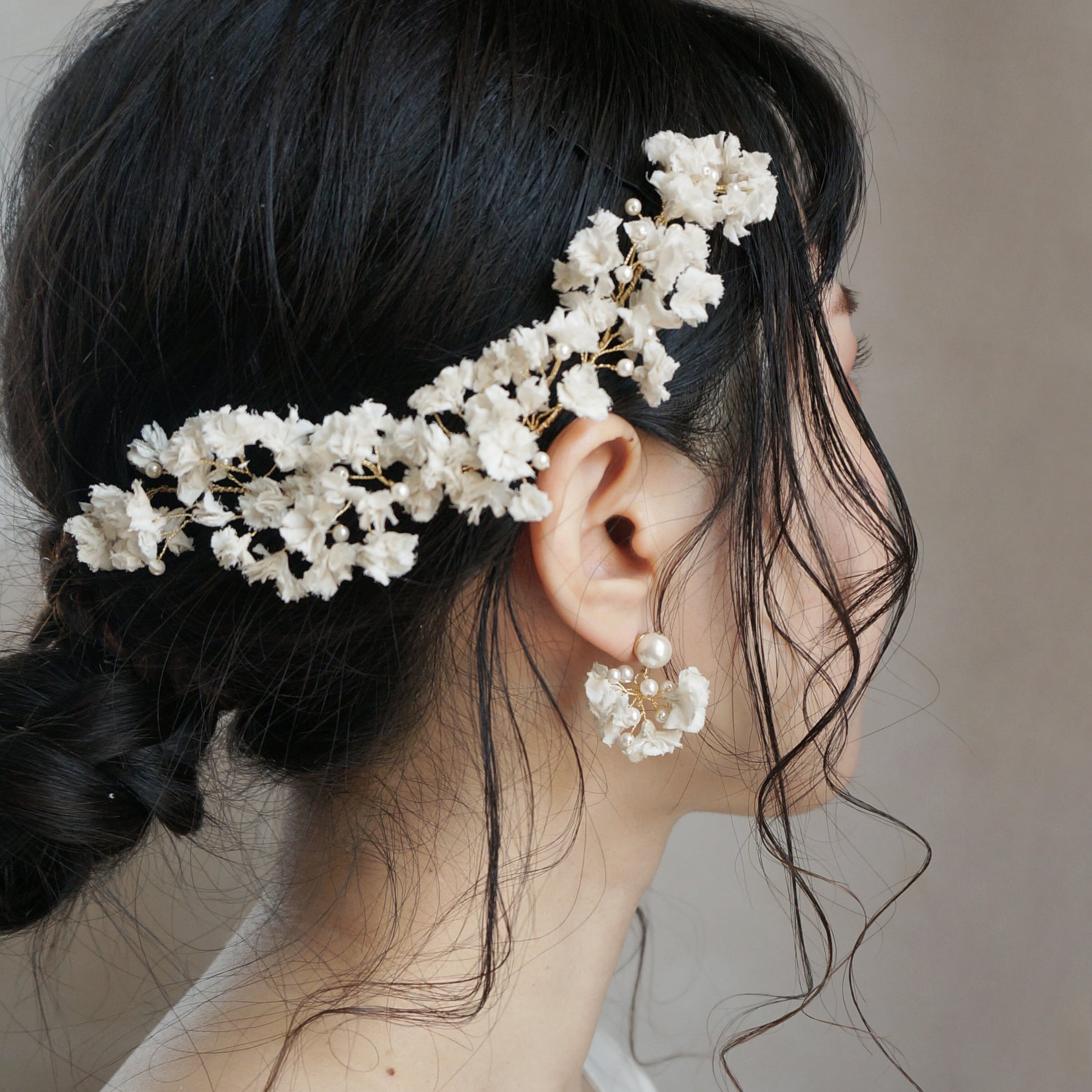 【日本手藝師|日本手作|新娘飾物|布花|耳飾|耳環】 Breath Earring