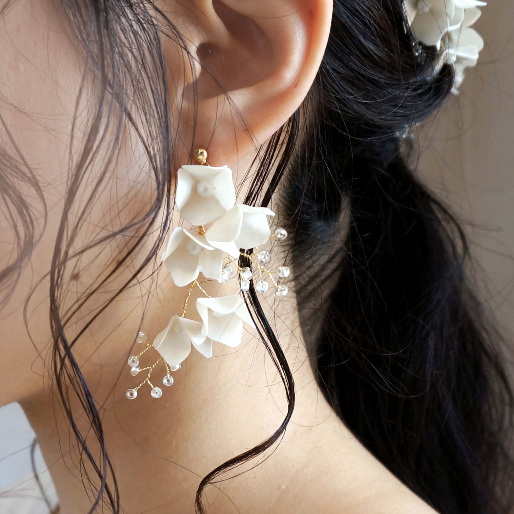 【日本手藝師|日本手作|新娘飾物|布花|耳飾|耳環】 Valentina Earring