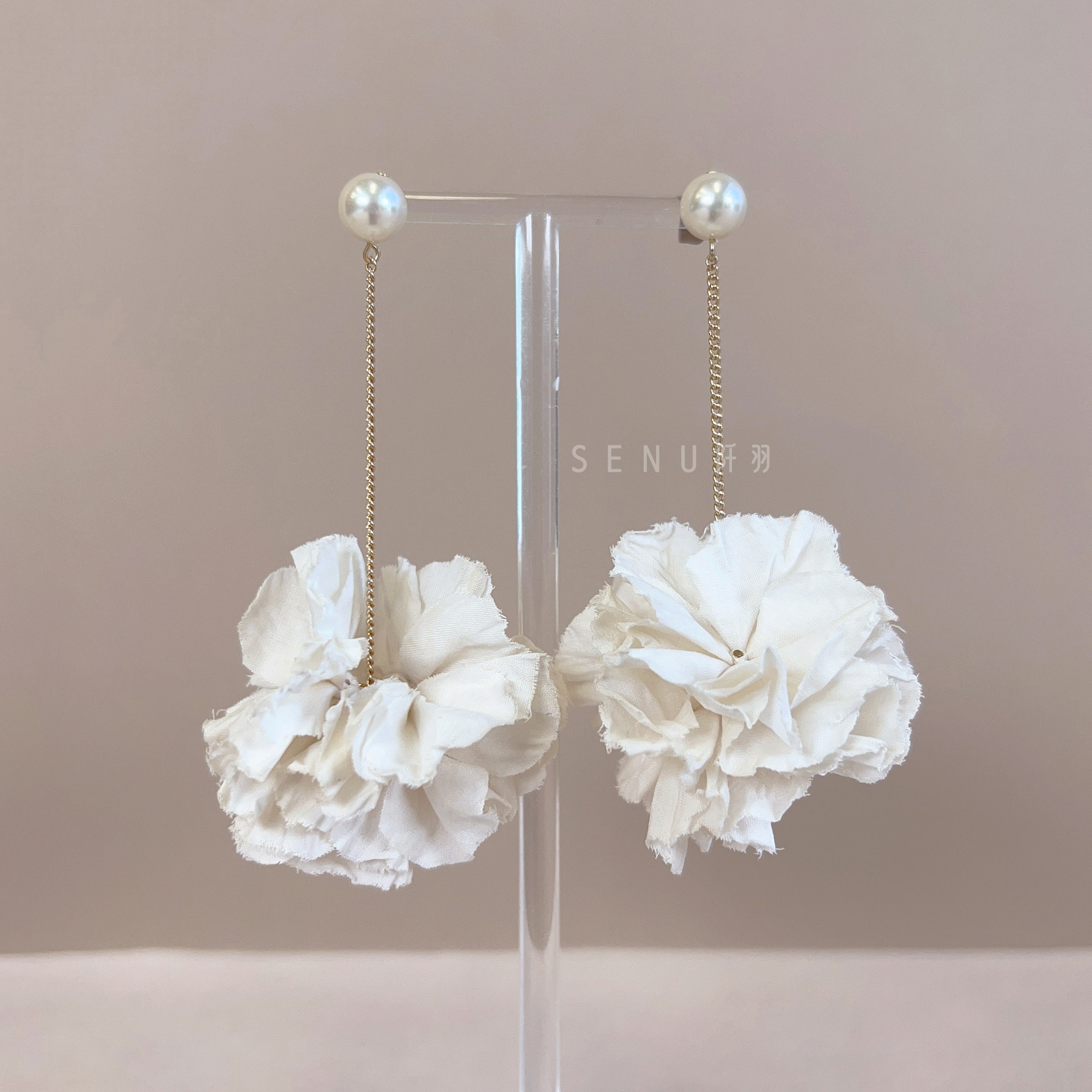 【日本手藝師|日本手作|新娘飾物|布花|耳飾|耳環】 Amora Swing Earring