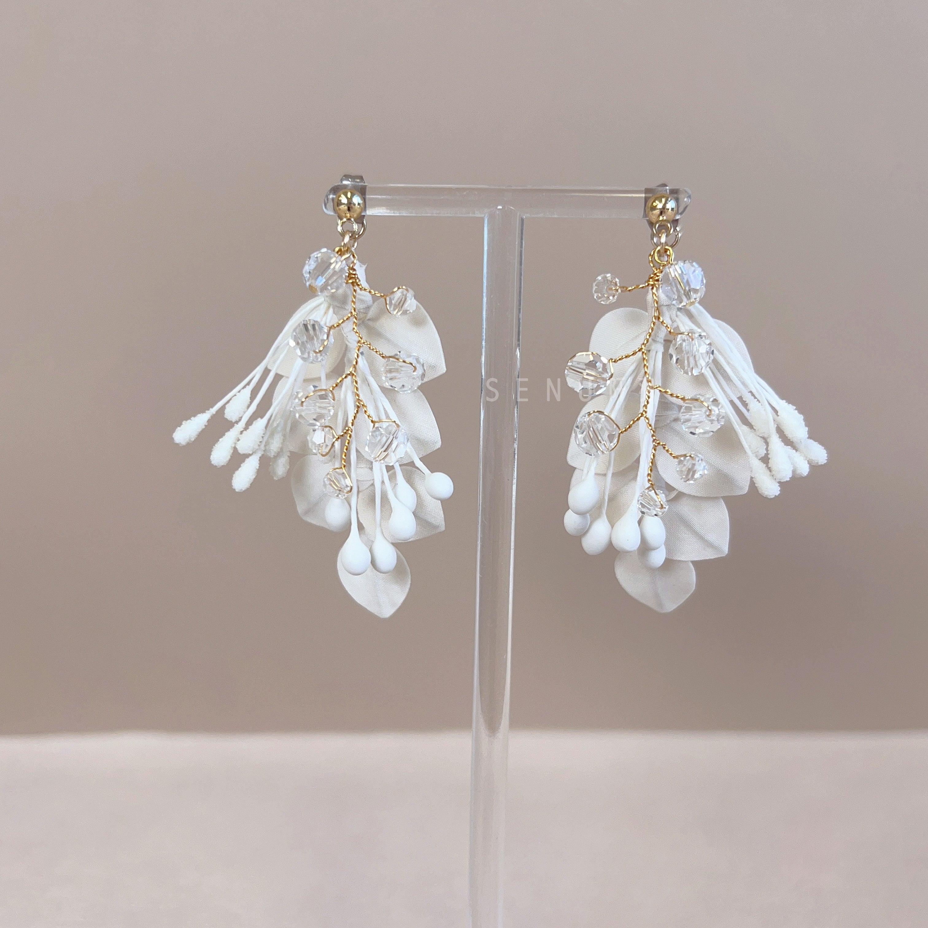【日本手藝師|日本手作|新娘飾物|布花|耳飾|耳環】 Petal Earring