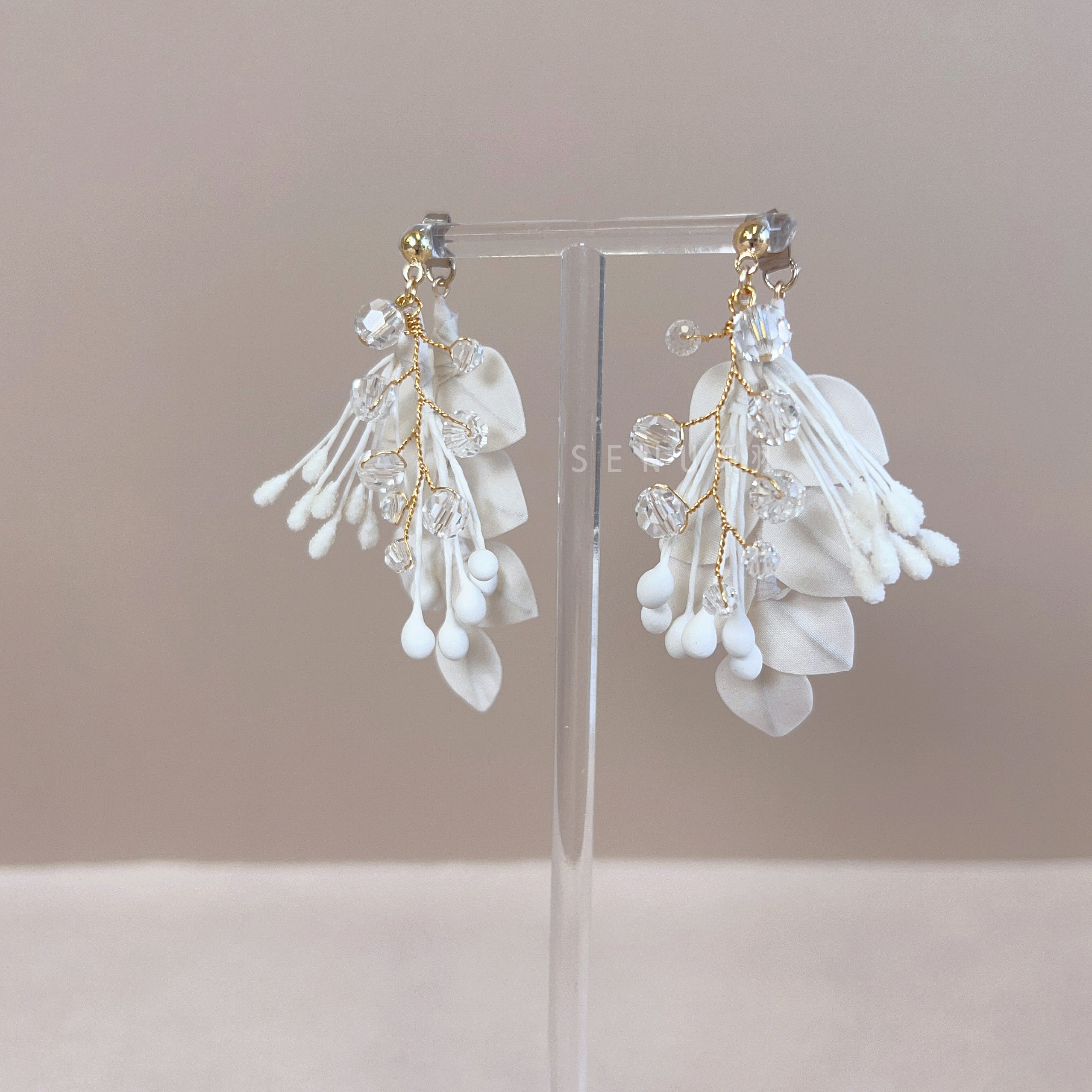 【日本手藝師|日本手作|新娘飾物|布花|耳飾|耳環】 Petal Earring