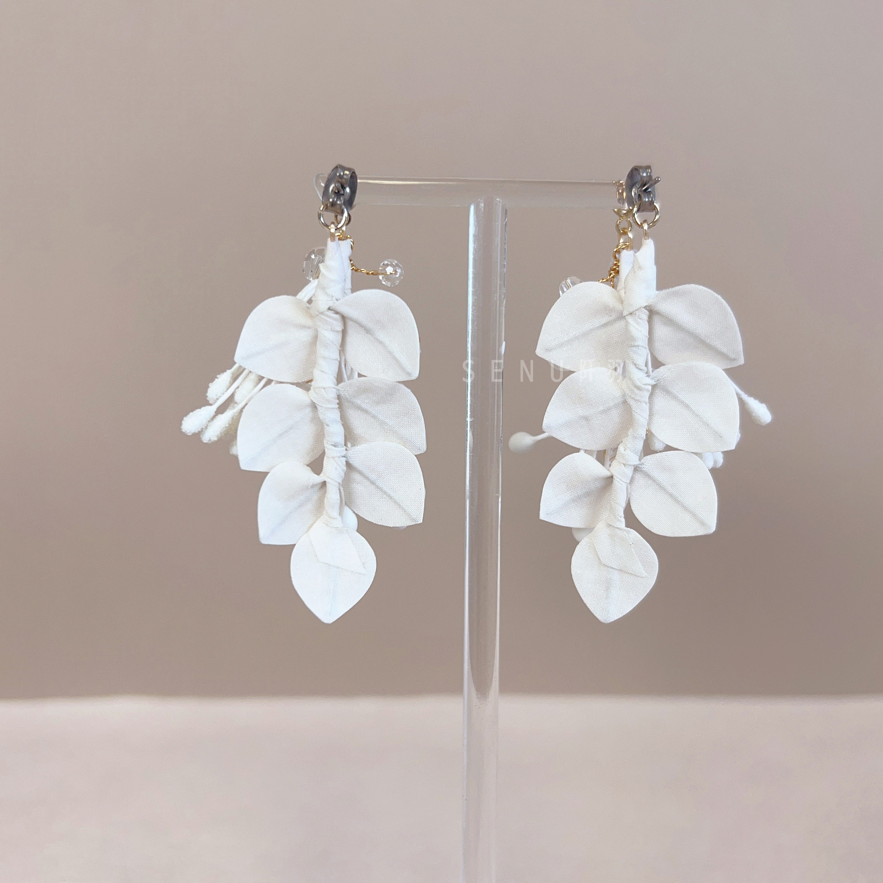 【日本手藝師|日本手作|新娘飾物|布花|耳飾|耳環】 Petal Earring