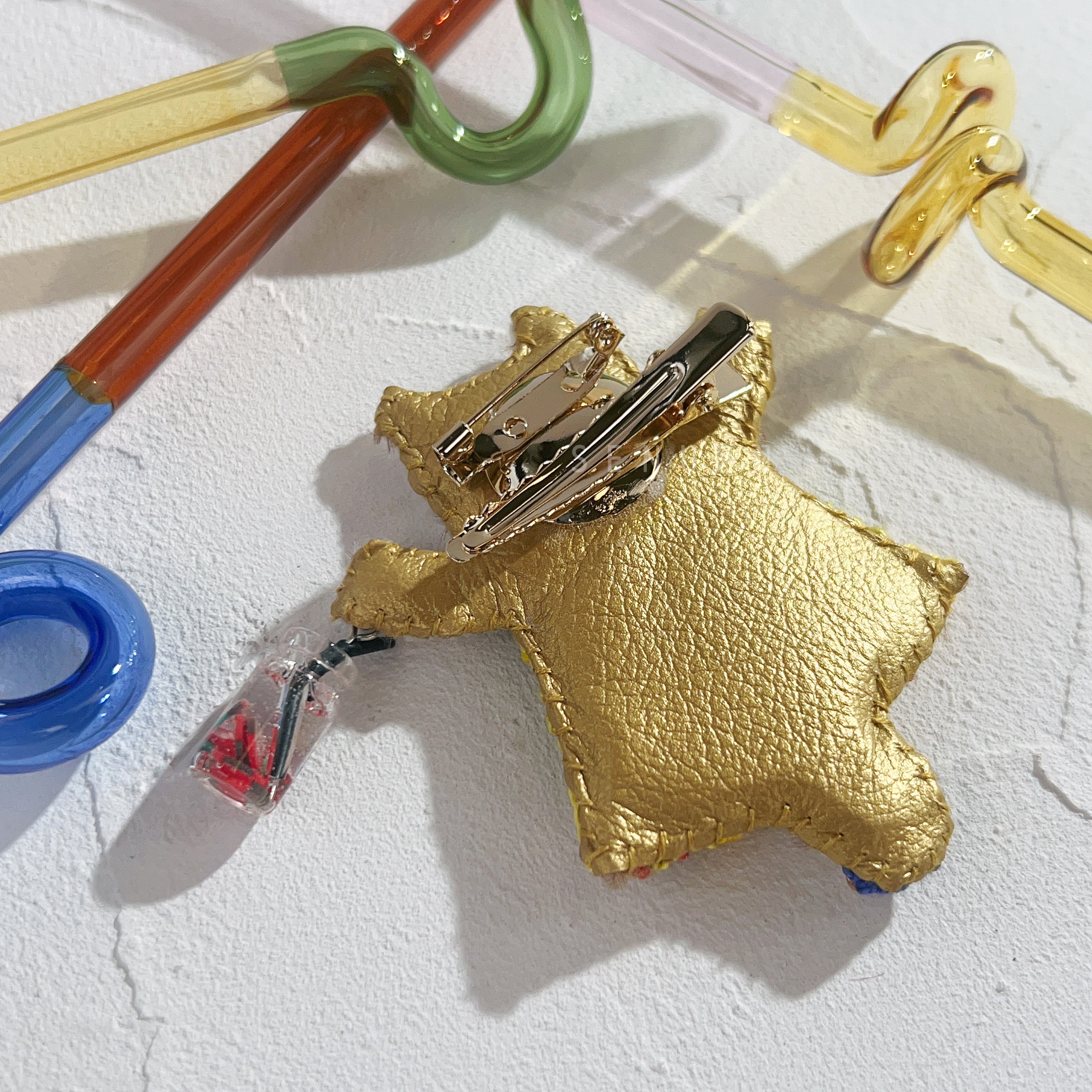 【日本設計師|日本手作飾物|刺繡|髮夾/胸針|兩用】 草間彌生風南瓜貓兩用髮夾胸針