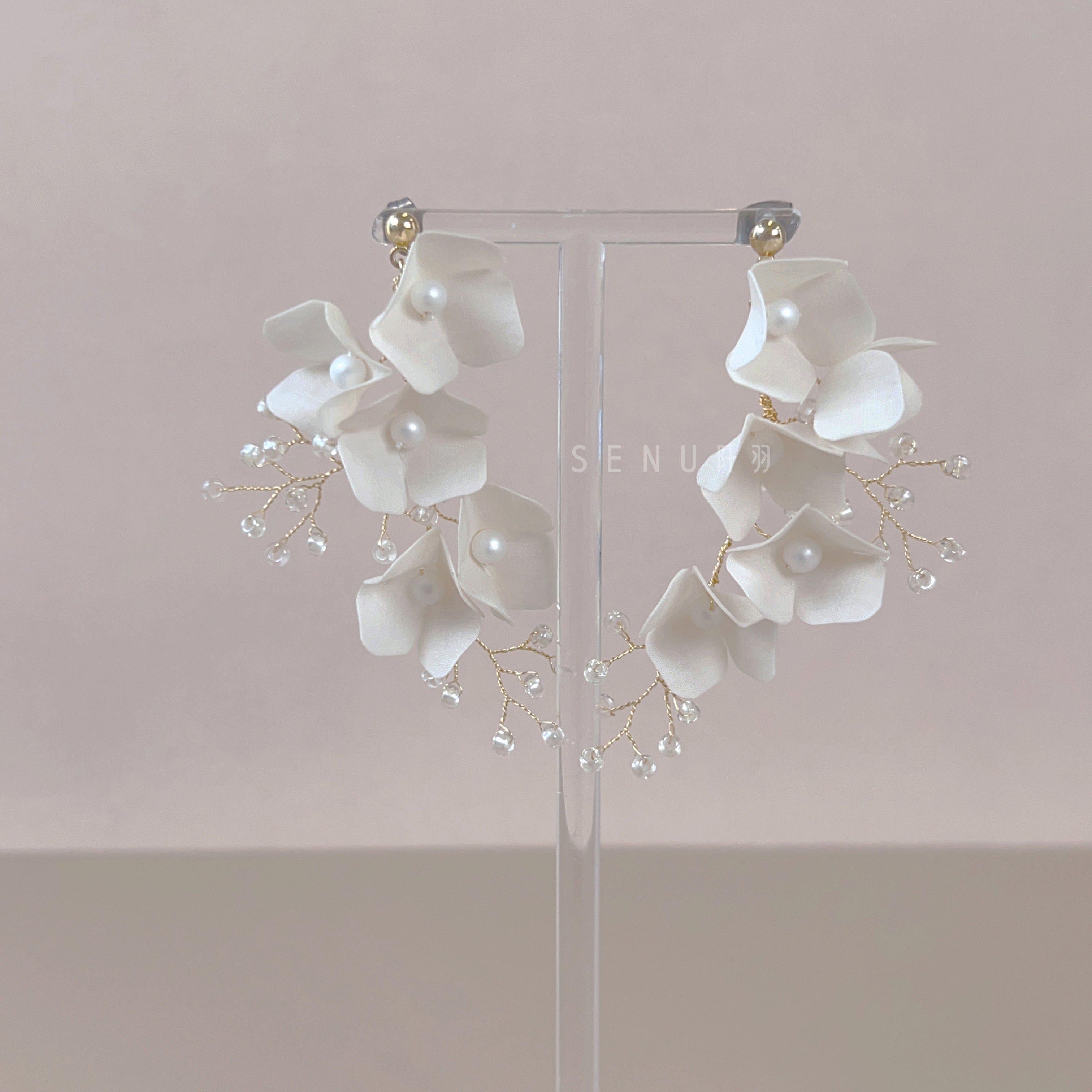 【日本手藝師|日本手作|新娘飾物|布花|耳飾|耳環】 Valentina Earring