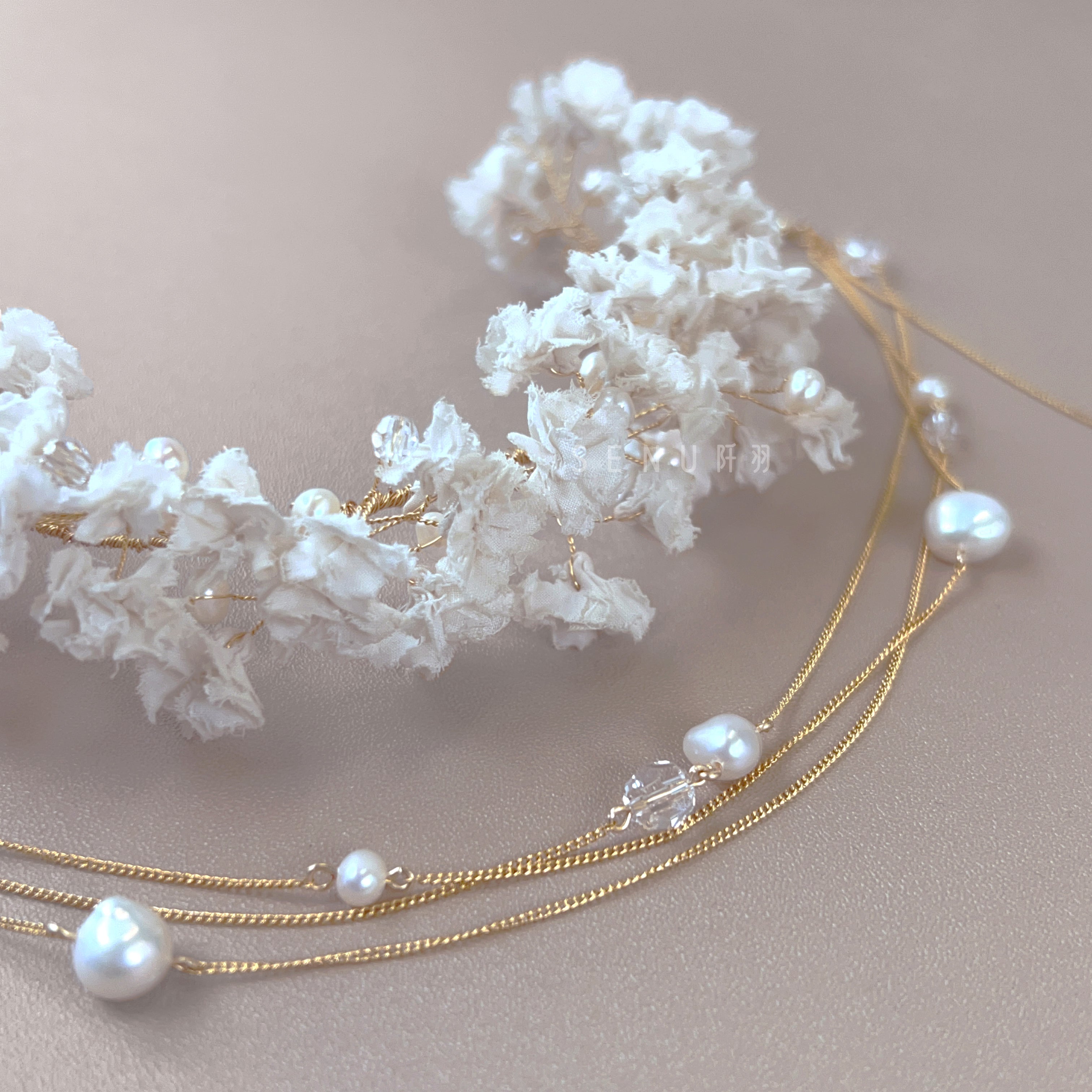 【日本手藝師|日本手作|新娘飾物|布花|頭飾/髮飾|花環】 Breath Hair Accessories