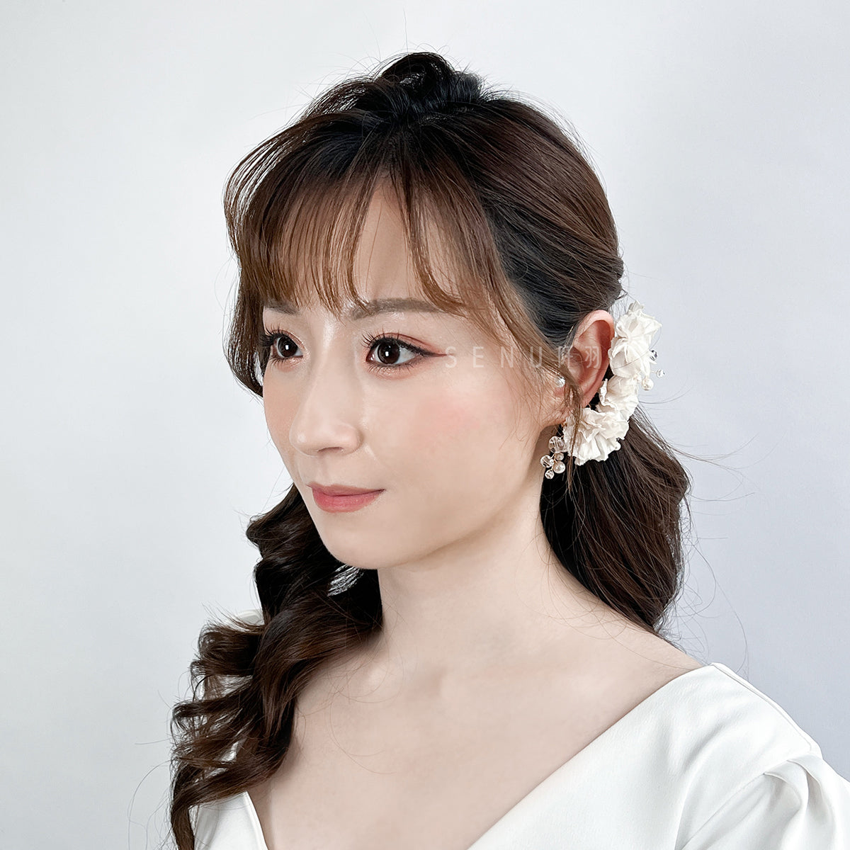 【日本手藝師|日本手作|新娘飾物|布花|耳飾|耳掛】 Amora Earhook (Single Side)