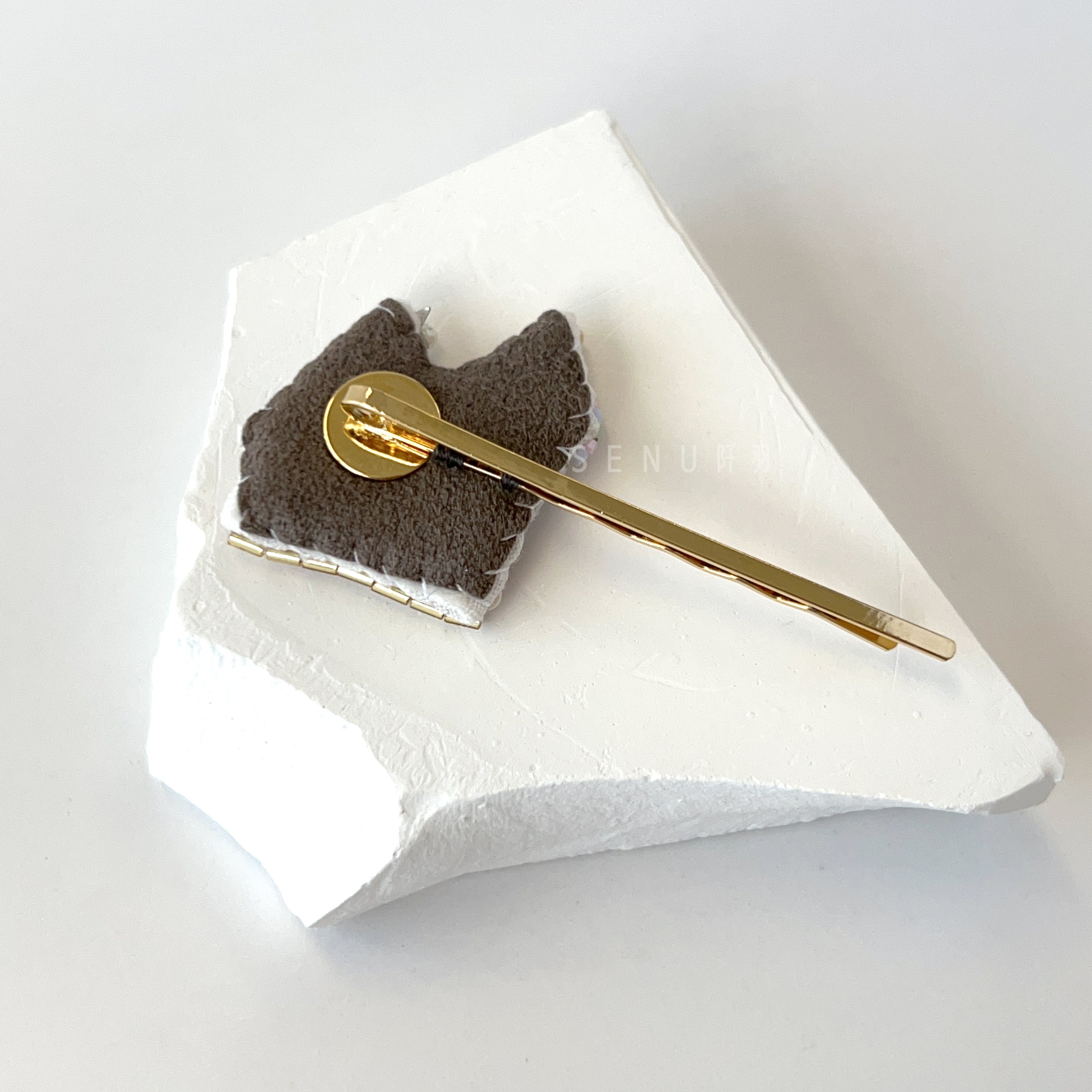 【日本手藝師|日本手作飾物|刺繡|頭飾/髮飾|髮夾】 皇宮釘珠刺繡一字髮夾