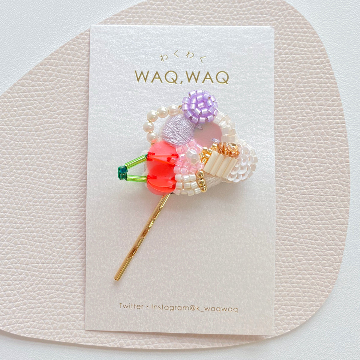 【日本手藝師|日本手作飾物|刺繡|頭飾/髮飾|髮夾】 水果籃釘珠刺繡髮夾