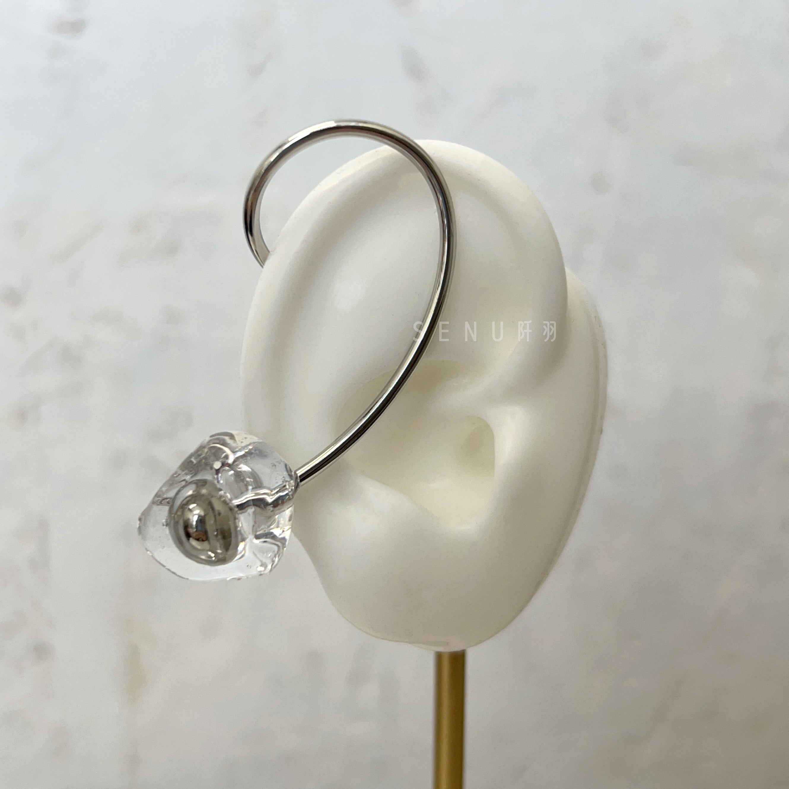[Japanese craftsman｜Japanese handmade accessories｜Resin｜Ear hooks/rings] Translucent large beads dual-purpose ring ear hooks