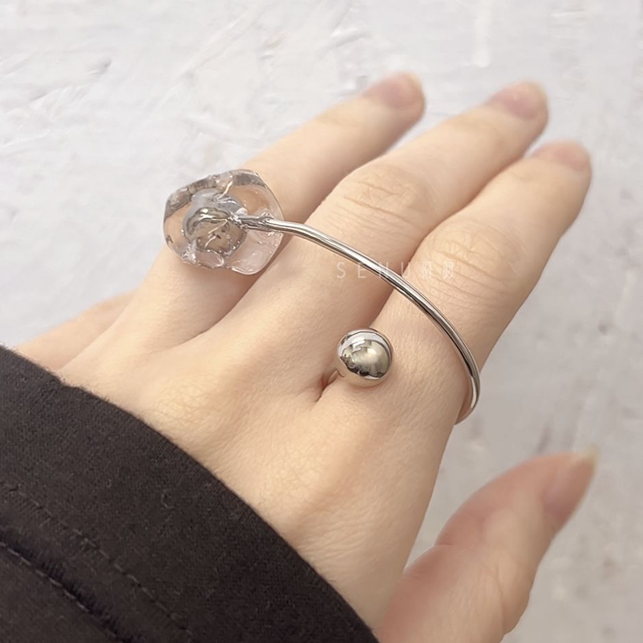 [Japanese craftsman｜Japanese handmade accessories｜Resin｜Ear hooks/rings] Translucent large beads dual-purpose ring ear hooks
