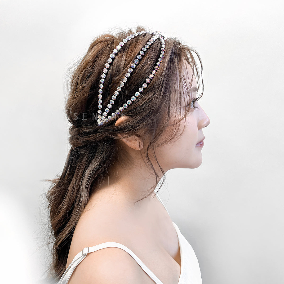 [Bridal Accessories | Rhinestones | Headwear/Hair Accessories | Headbands] Swarovski rhinestone three-layer headband