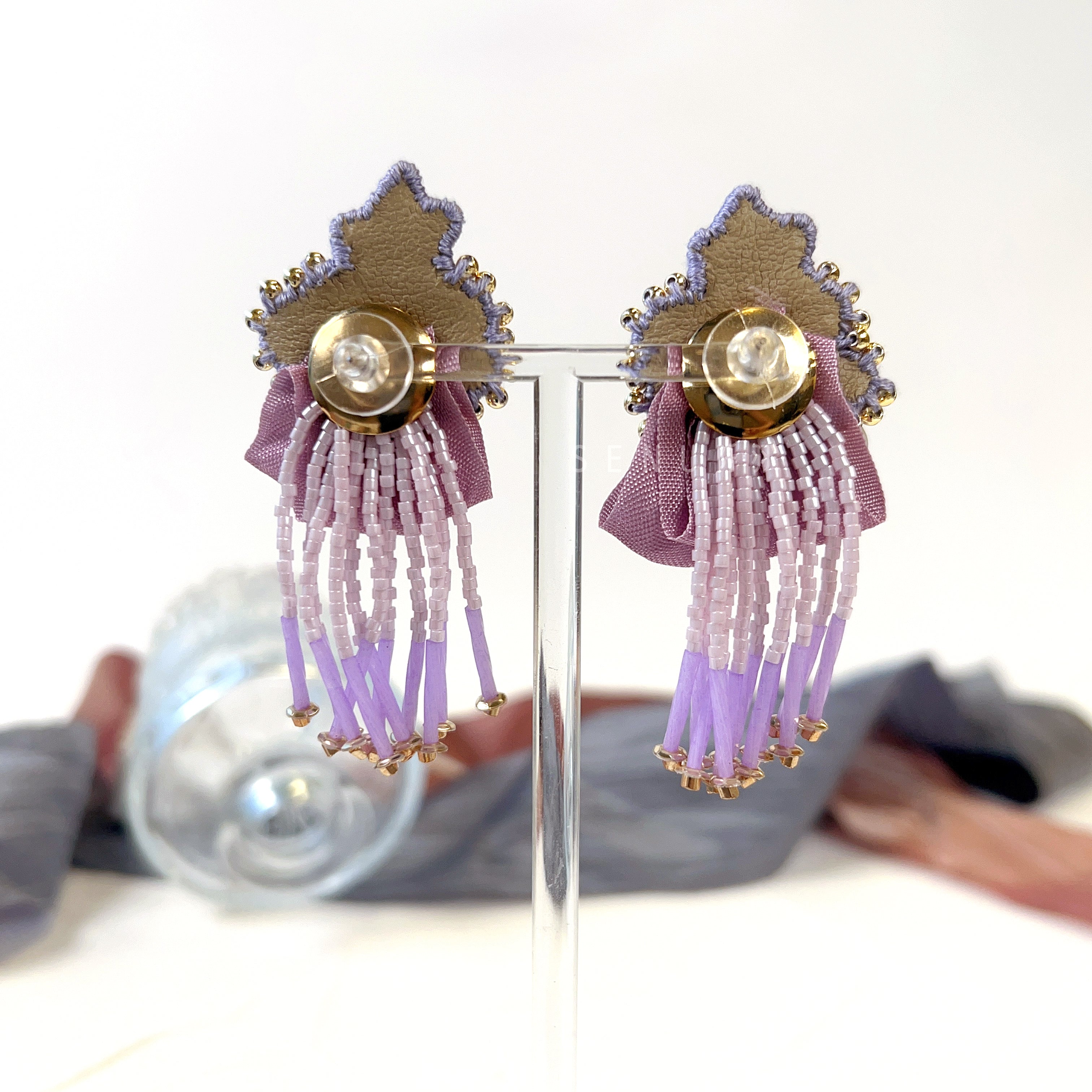 [Japanese Designer | Japanese Handmade Accessories | Embroidery | Earrings | Earrings] Meteor Beaded Tassel Embroidered Earrings