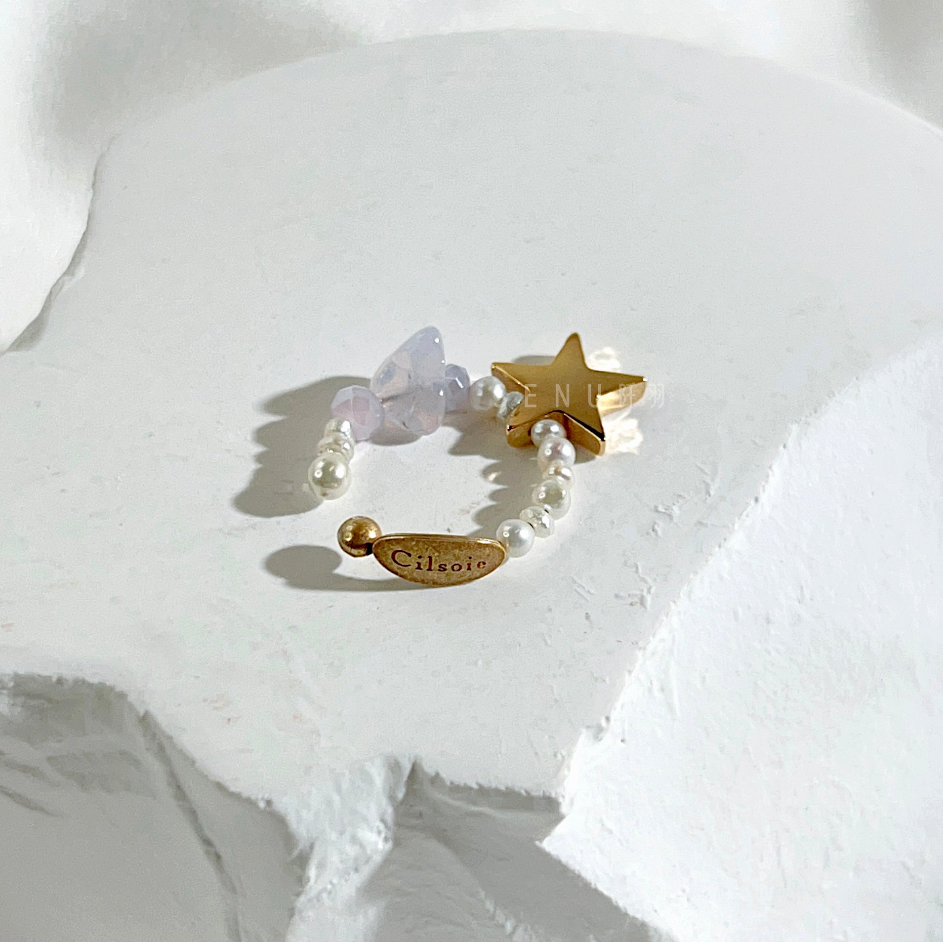 [Senu Limited Edition] Pearl Gold Star Beaded Ear Cuff
