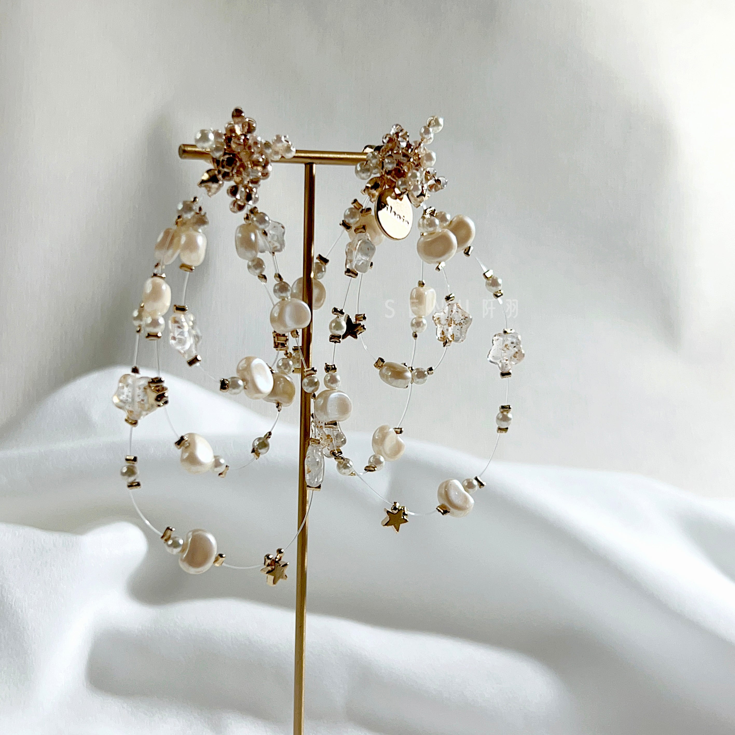 [Senu Limited Edition] Pearl Star Beads Meteor Shower Beaded Earrings