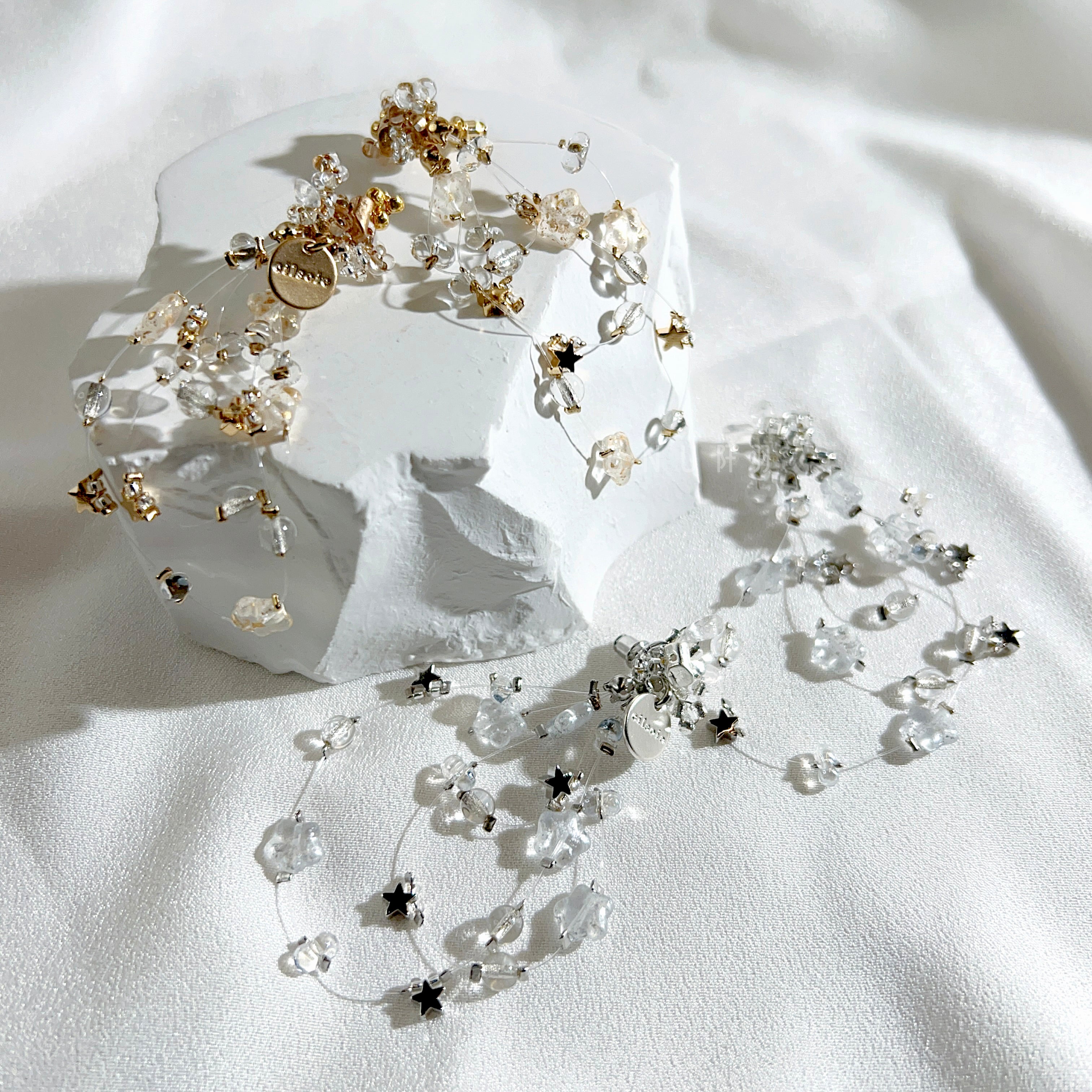 [Japanese craftsmen｜Japanese handmade accessories｜Beads｜Earrings｜Earrings] Star Beads Meteor Shower Beaded Earrings