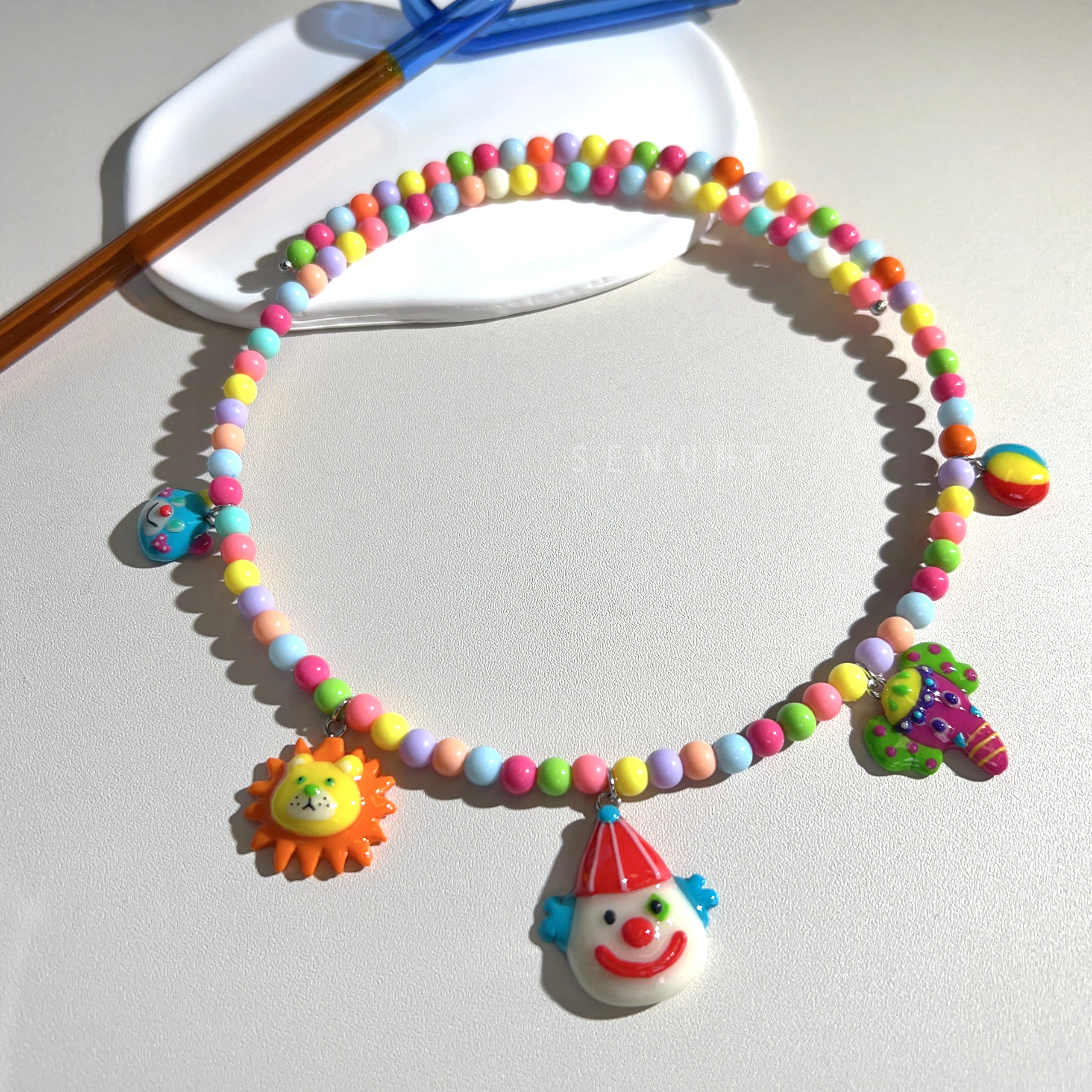 [Japanese Craftsman｜Japanese Handmade Ornaments｜Clay｜Necklace] Clown Circus Clay Necklace
