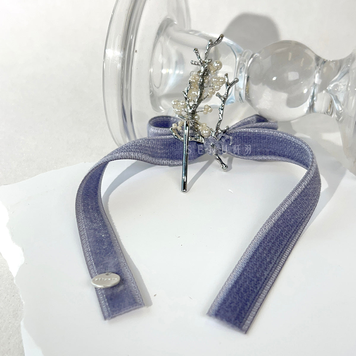 [Japanese craftsman｜Japanese handmade accessories｜Beads｜Headwear/hair accessories｜Hair buttons] Branch-like velvet beaded hair buttons