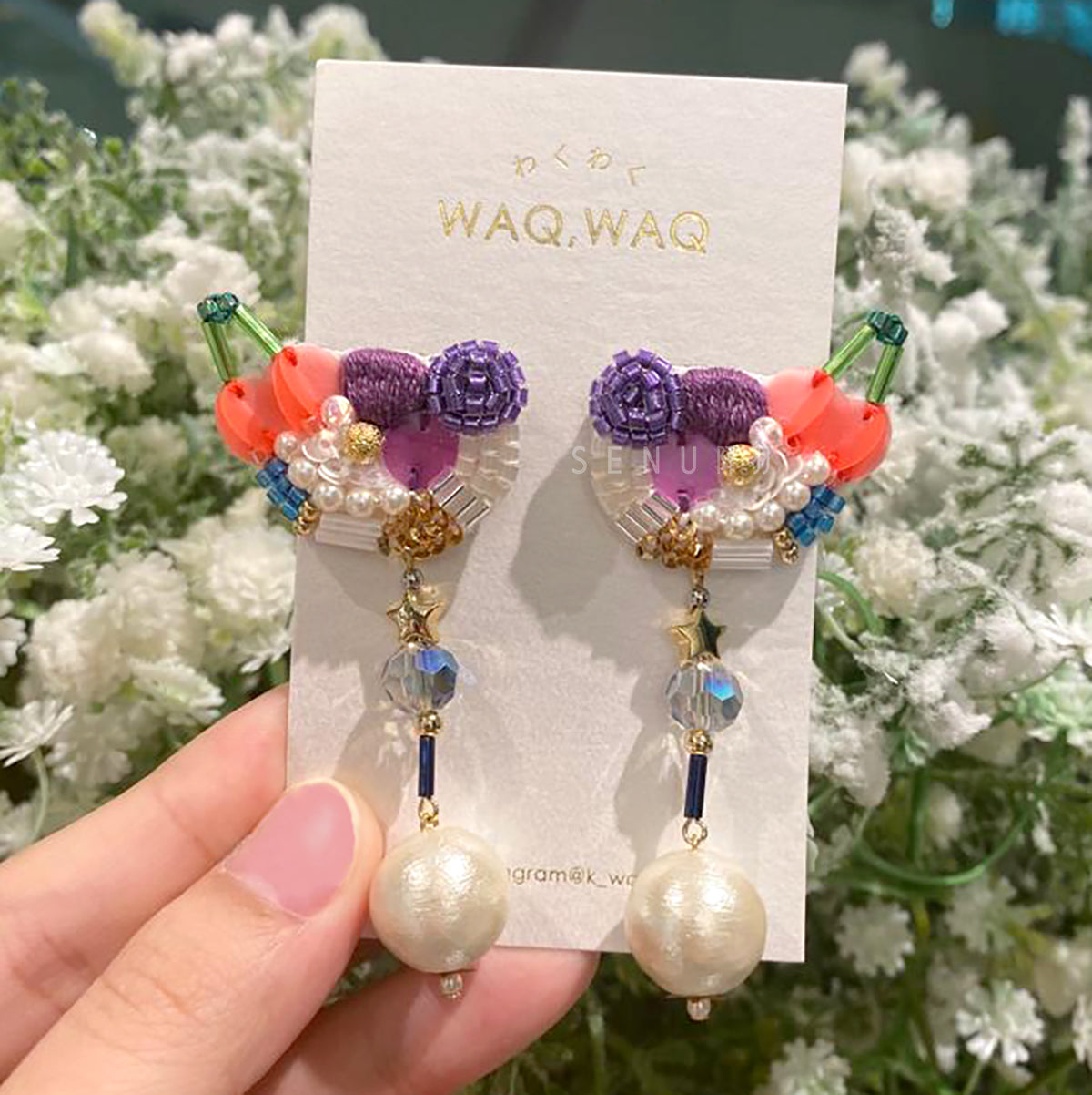 [Japanese craftsman｜Japanese handmade accessories｜Embroidery｜Earrings｜Earrings] Fruit plate beaded embroidery earrings
