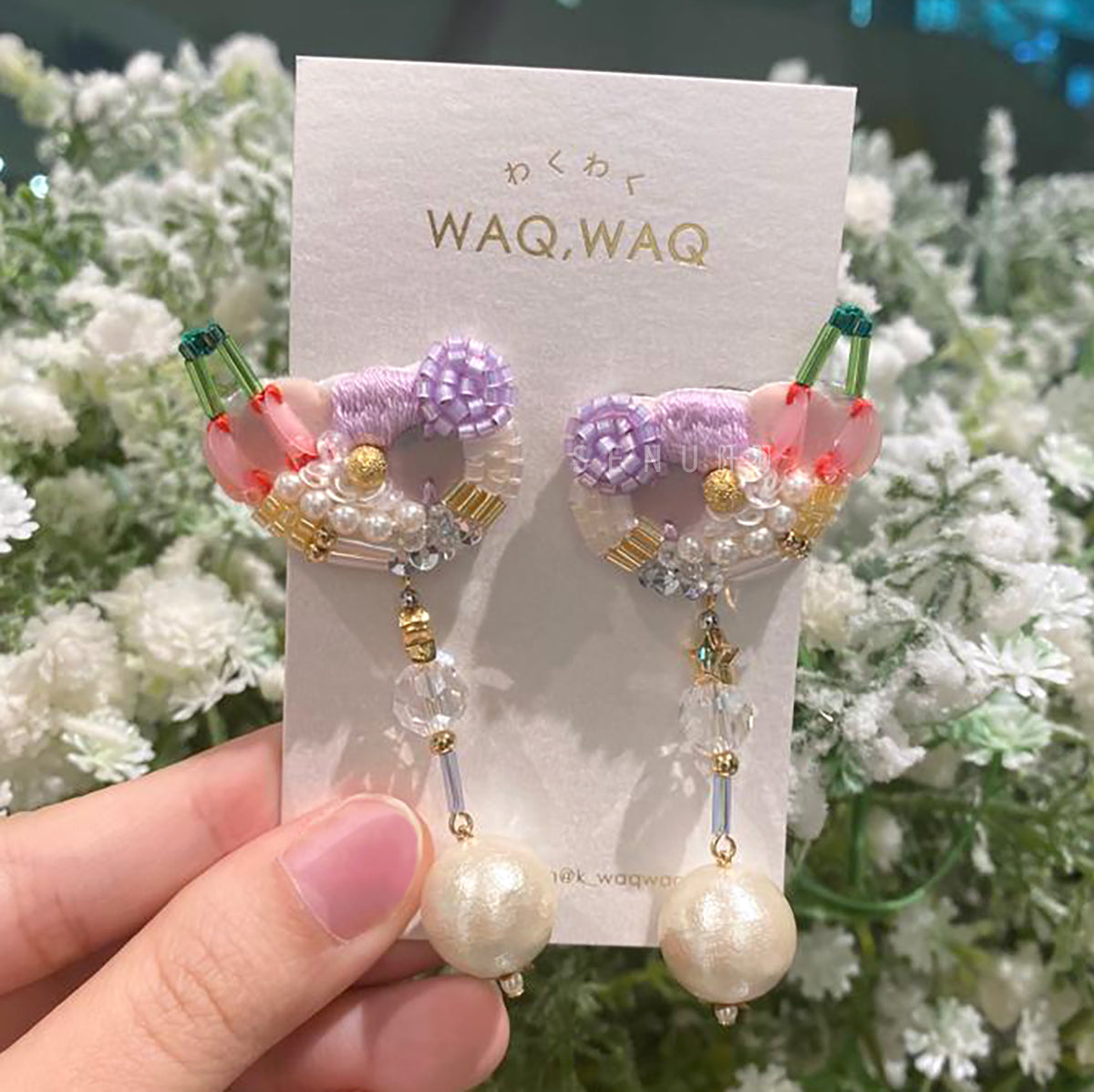 [Japanese craftsman｜Japanese handmade accessories｜Embroidery｜Earrings｜Earrings] Fruit plate beaded embroidery earrings