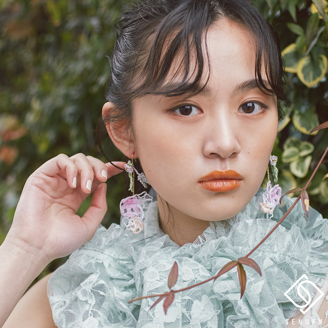 [Japanese craftsman | Japanese handmade accessories | Mizuhiki | Earrings | Earrings] Huahua Mizuhiki knotted pendant handmade earrings